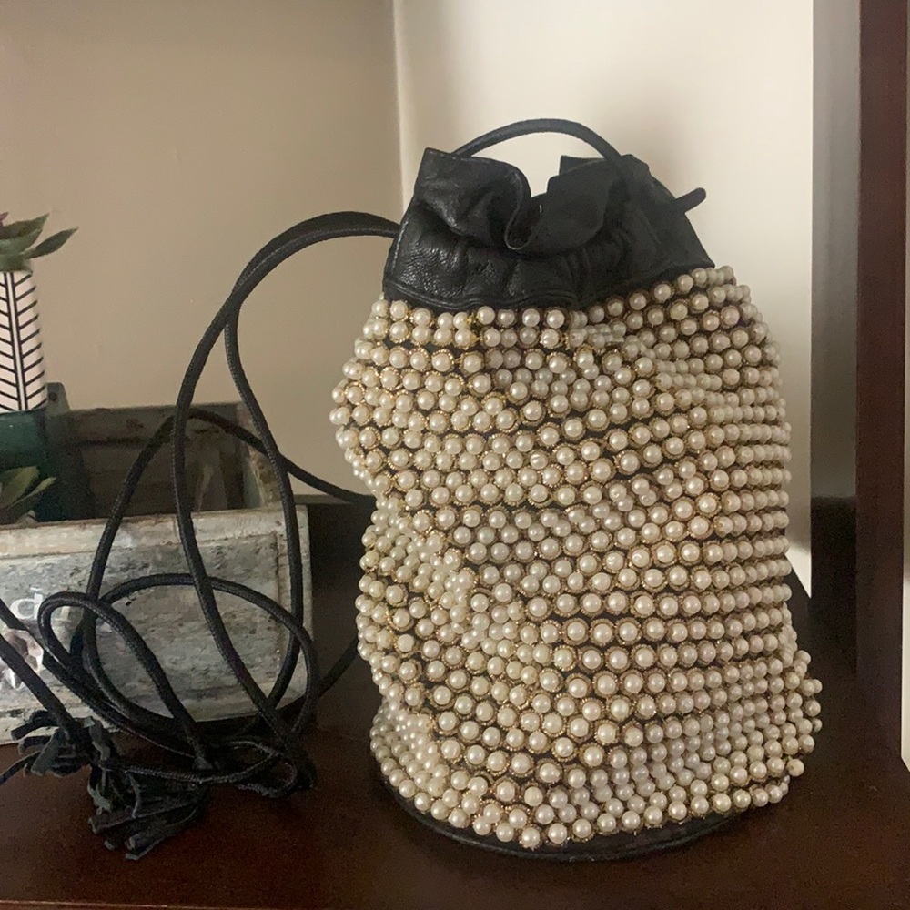 Pearl leather bucket bag